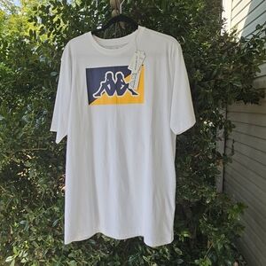 Kappa Mens XL NWT T-Shirt White Blue‎ Yellow Regular Fit